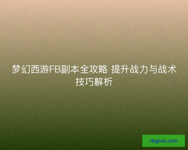 梦幻西游FB副本全攻略 提升战力与战术技巧解析