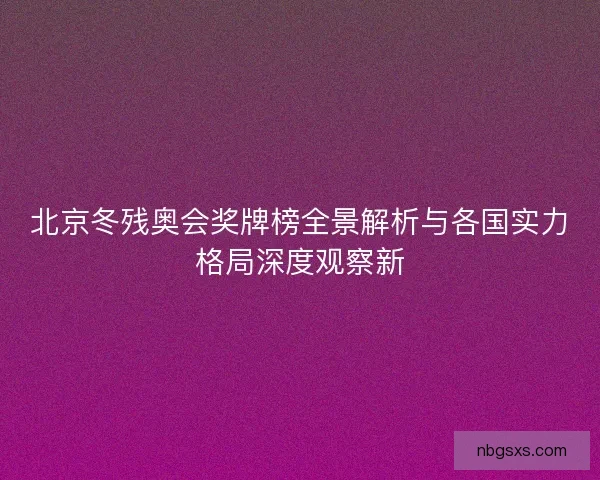北京冬残奥会奖牌榜全景解析与各国实力格局深度观察新