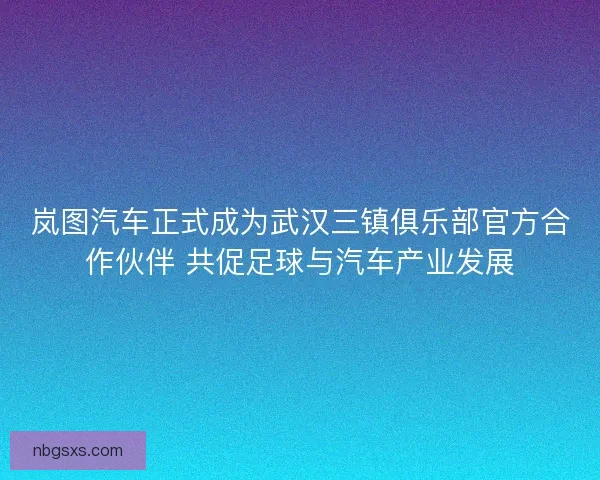 岚图汽车正式成为武汉三镇俱乐部官方合作伙伴 共促足球与汽车产业发展