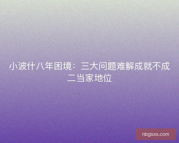 小波什八年困境:三大问题难解成就不成二当家地位 小波什八年困境:三大问题难解成就不成二当家地位